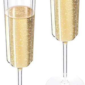 Vintage Plastic Champagne Flutes, Disposable & Stylish, Clear Design (6 oz, 24 Pack) — view 11