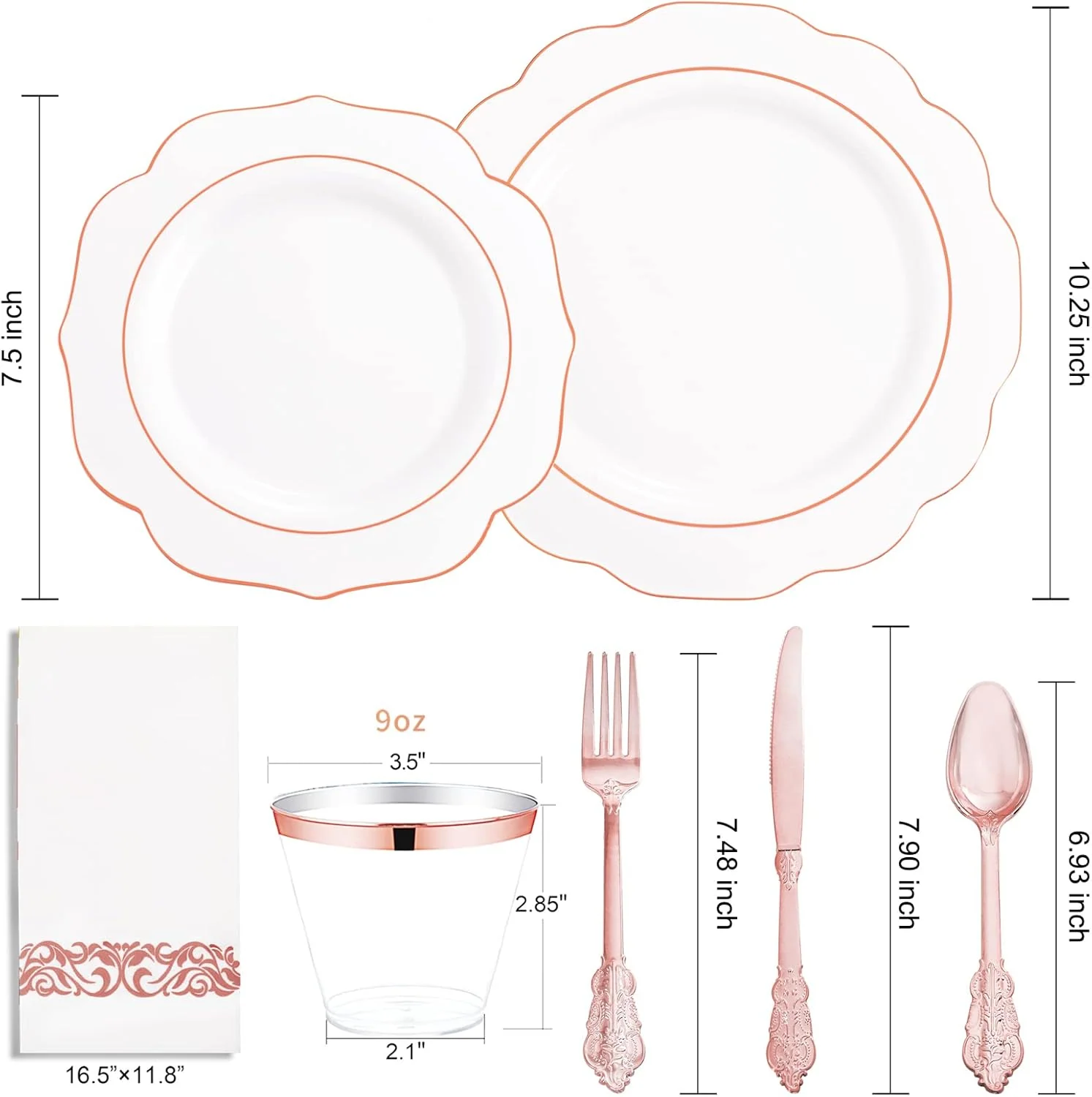 Rose Gold NOCCUR Plates with Disposable Silverware — view 10