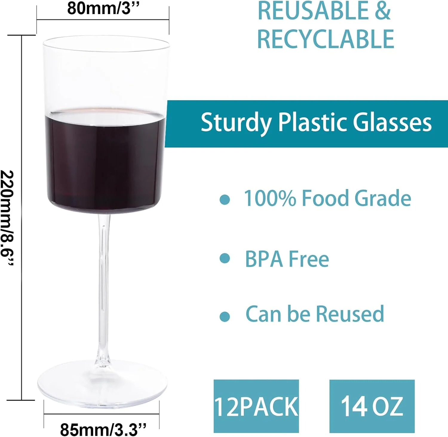 Clear Stemmed Wine Glasses, Party-Ready, Large Capacity (14 oz) — view 16