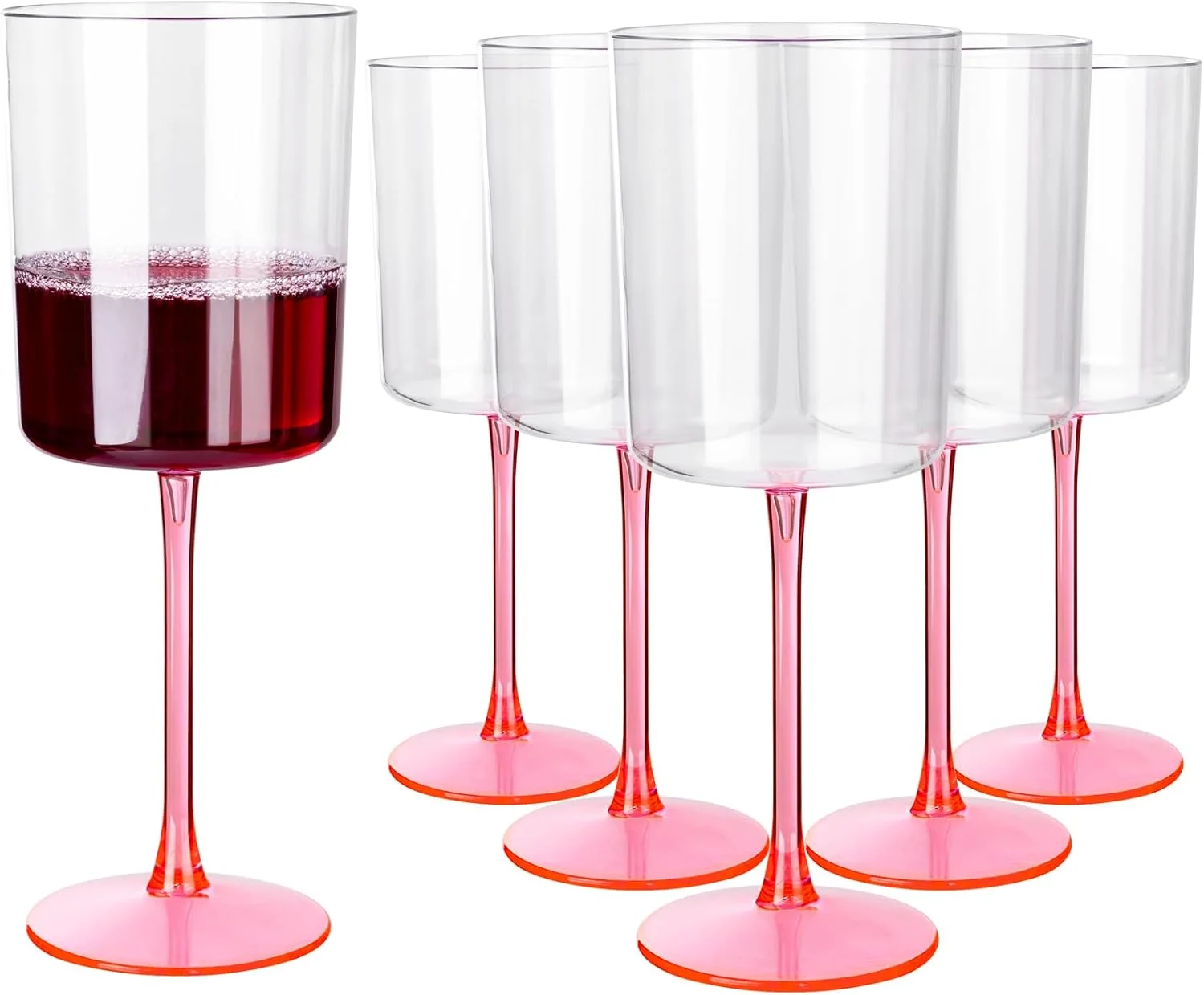 Clear Plastic Wine Glasses with Pink Stem (10 oz, 12 Pack) — view 11