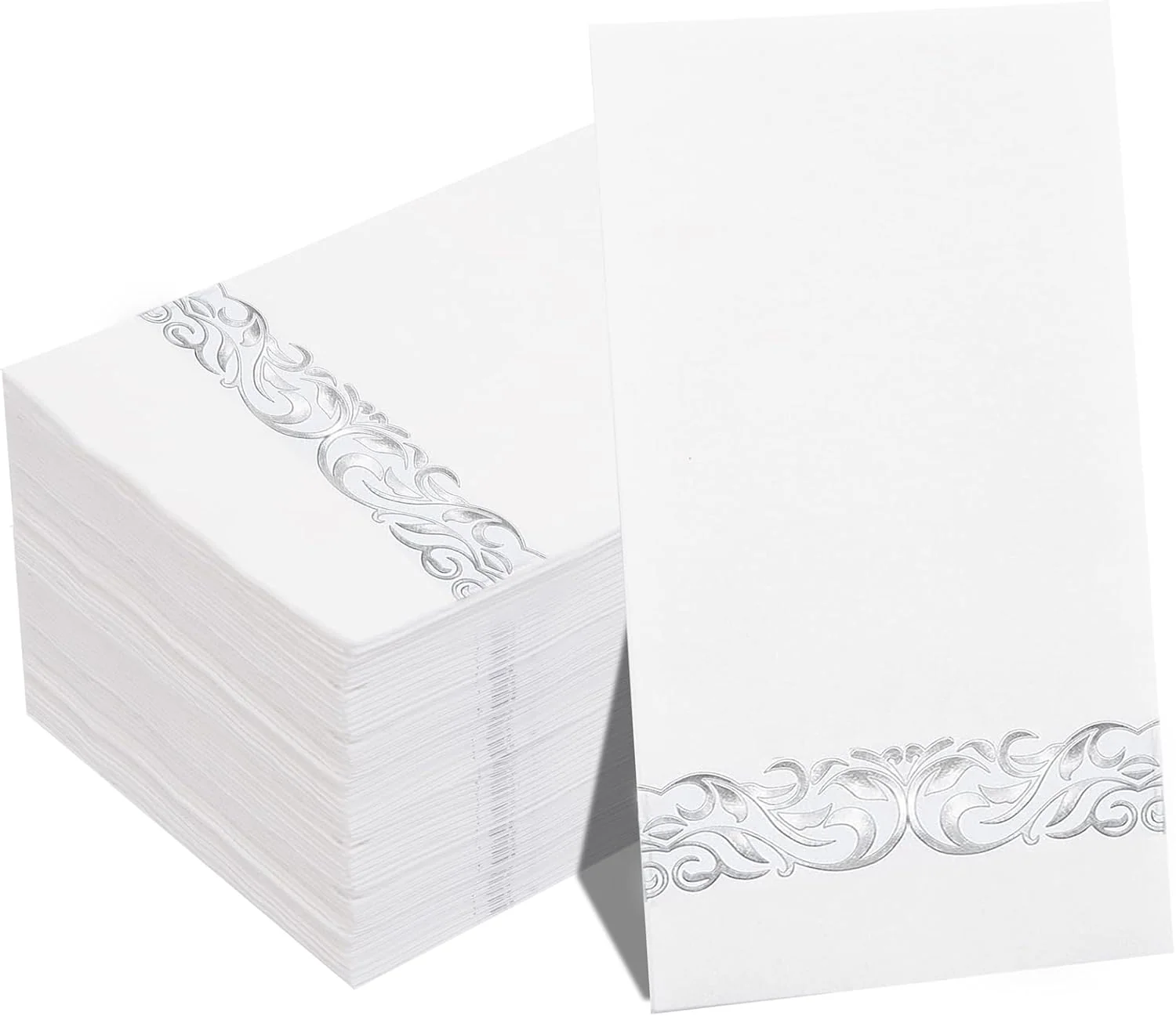 White And Silver Napkins Disposable-3ply Paper Napkins Rim — view 10