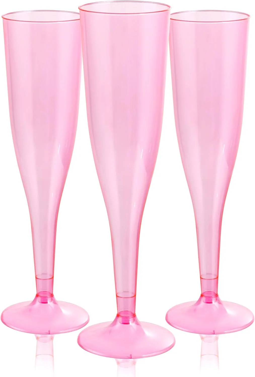 Clear Pink Plastic Champagne Flutes — view 9
