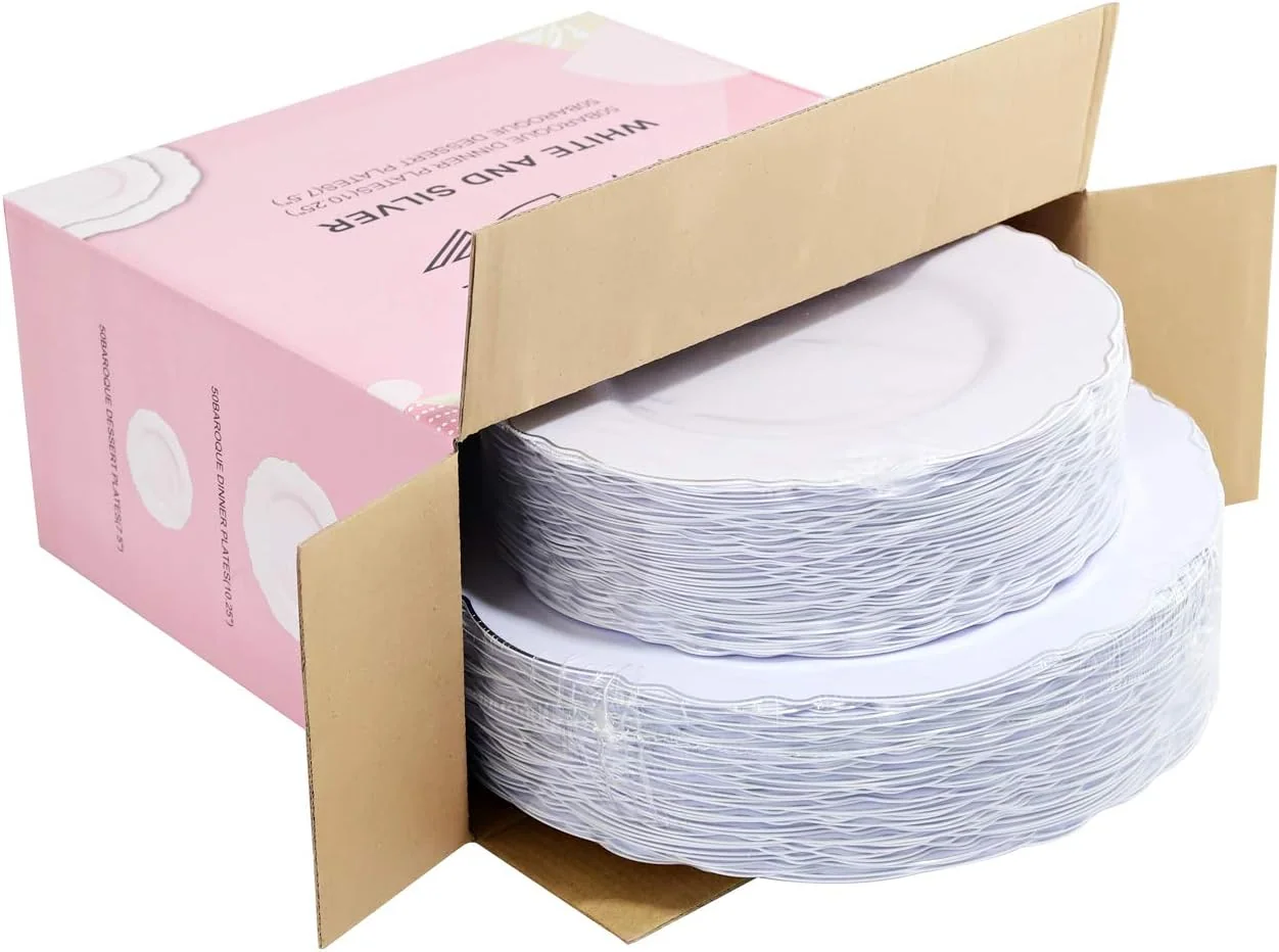 Silver Baroque Plastic Plates — view 15