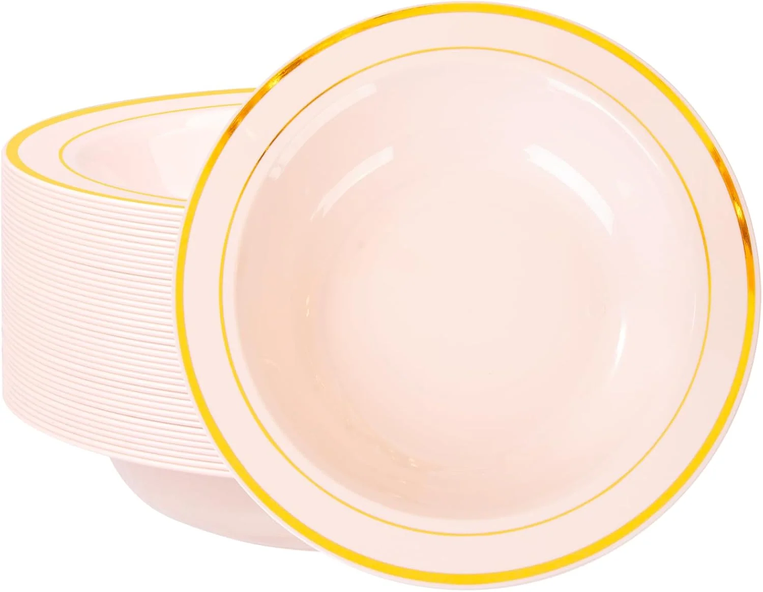 Pink Plastic Bowls with Gold Rim — view 11