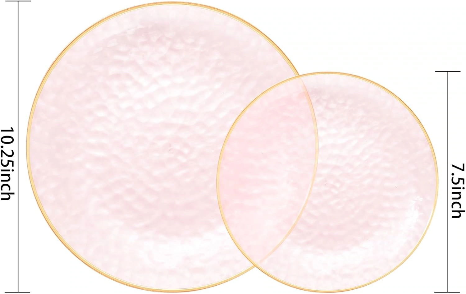 Clear Pink Gold Plastic Plates,Disposable Plates With Rim,Heavy-duty Plates,Hammered Party Plates Include 30Clear Dessert-Platos,30Dinner-Platos for Wedding, Party — view 11