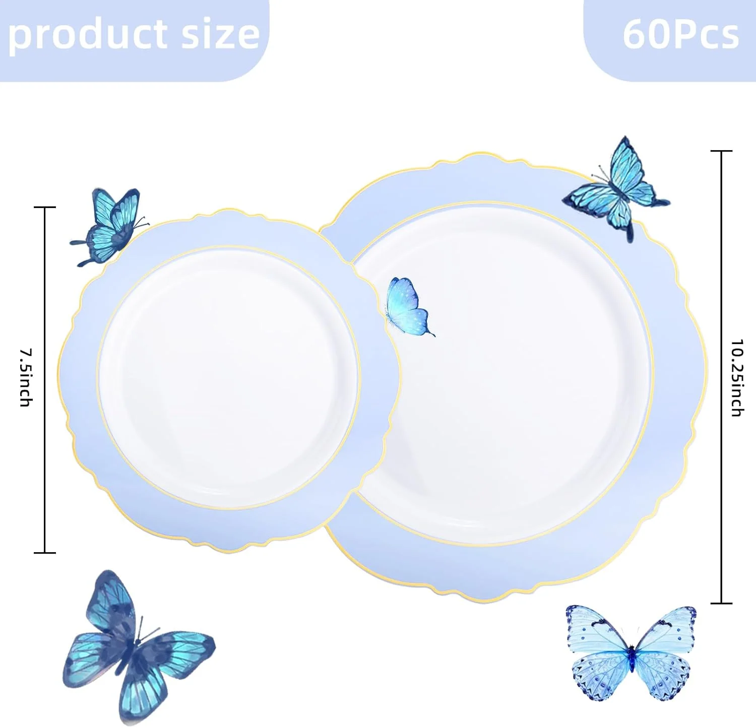 Blue Baroque Plastic Plates (60 Pieces) — view 12