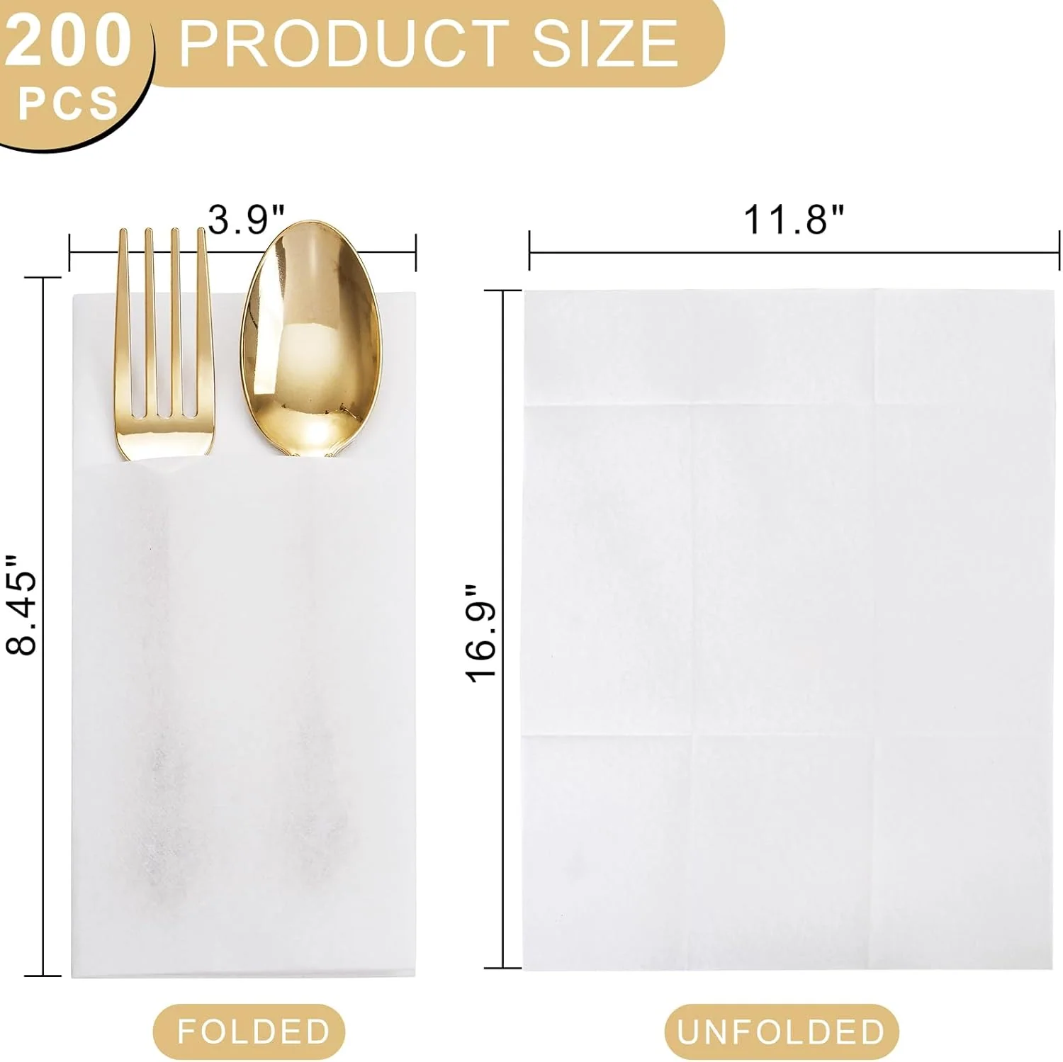 White Paper Napkins with Built-in Flatware Pocket — view 13