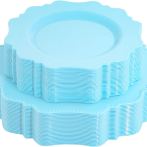 Light Blue Disposable Plastic Plates-Heavy duty plate for party/wedding/anniversary 30 dinner plates and 30 dessert/salad plates — view 8