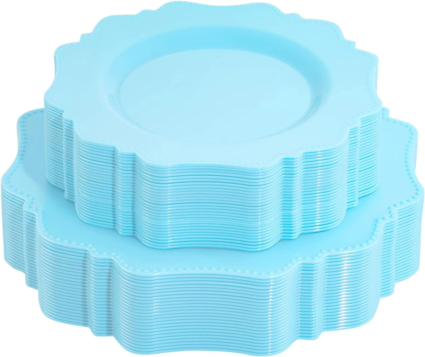 Light Blue Disposable Plastic Plates-Heavy duty plate for party/wedding/anniversary 30 dinner plates and 30 dessert/salad plates — view 8