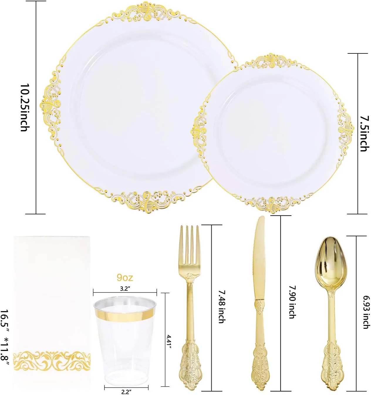 Gold Dinnerware Set for 25 Guests — view 12