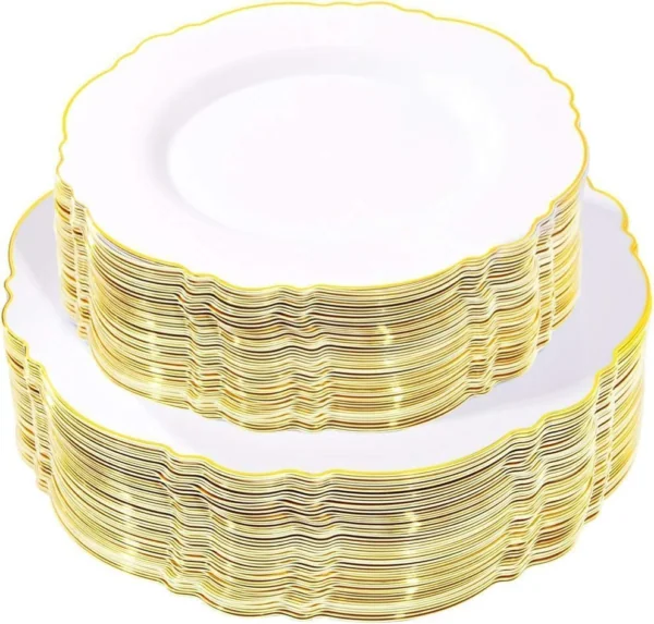 Gold Baroque Plastic Plates — view 1