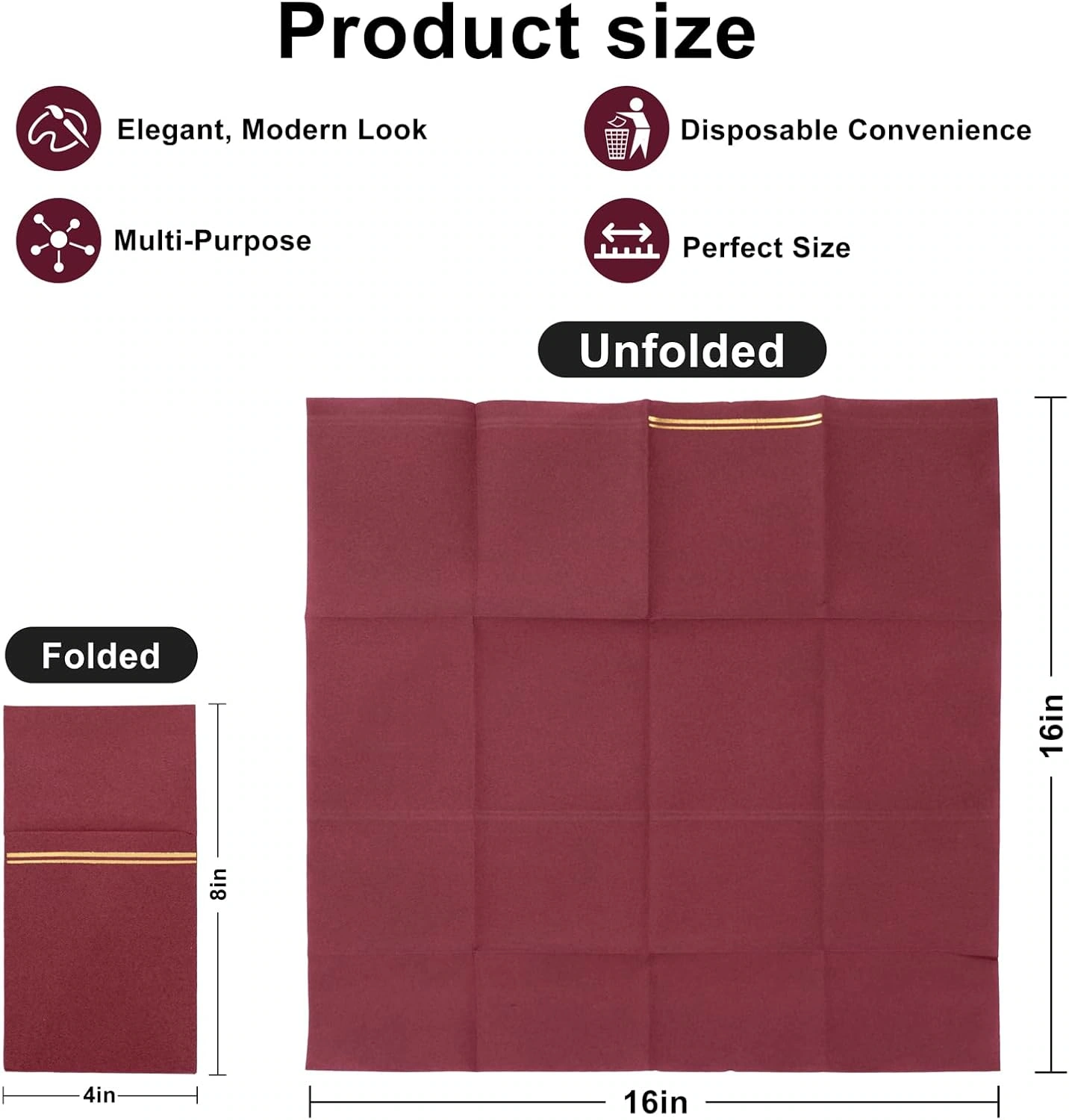 Burgundy Red Paper Napkins with Built-in Flatware Pocket — view 13