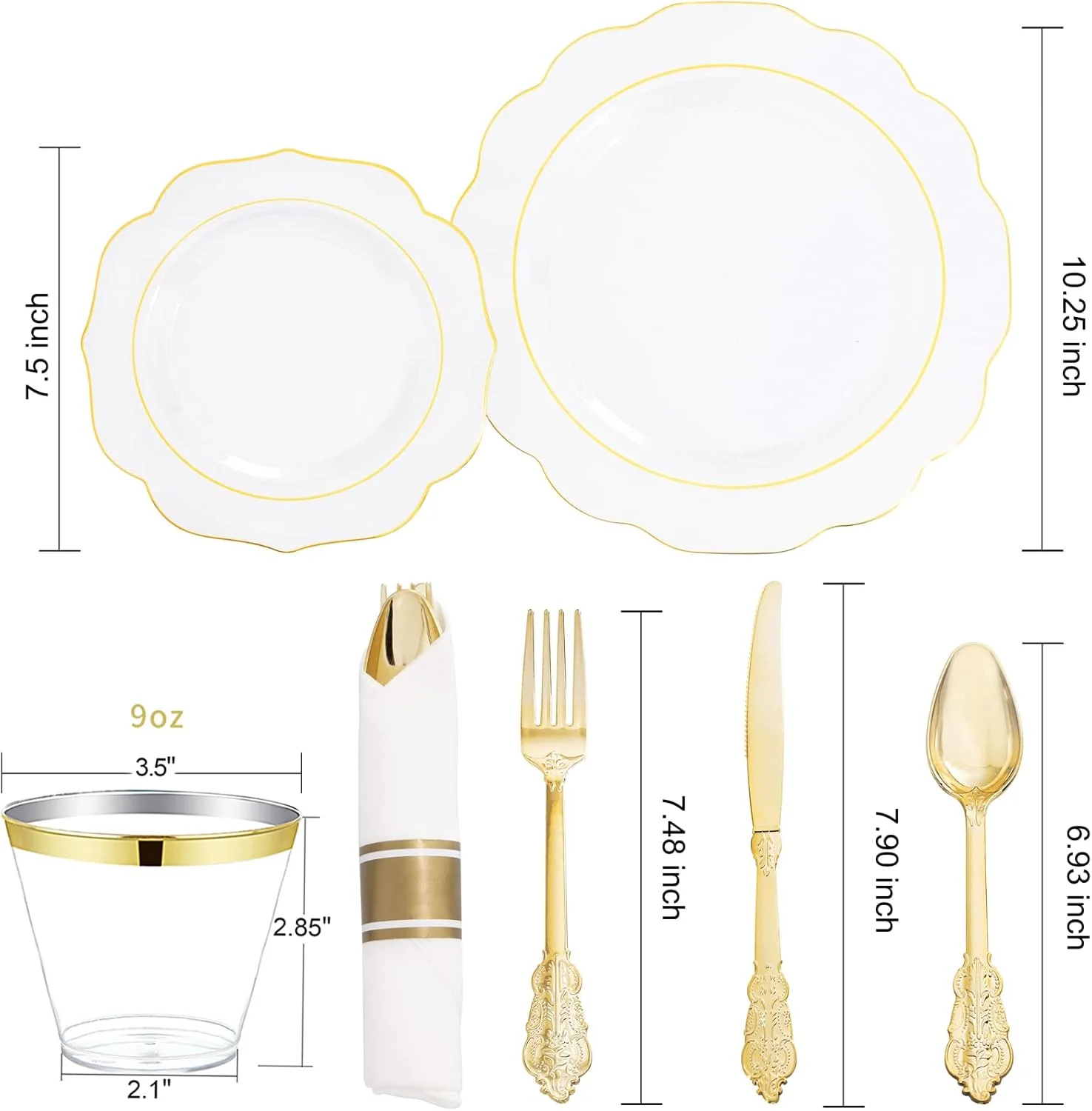 Clear Gold NOCCUR Plates with Disposable Silverware — view 10