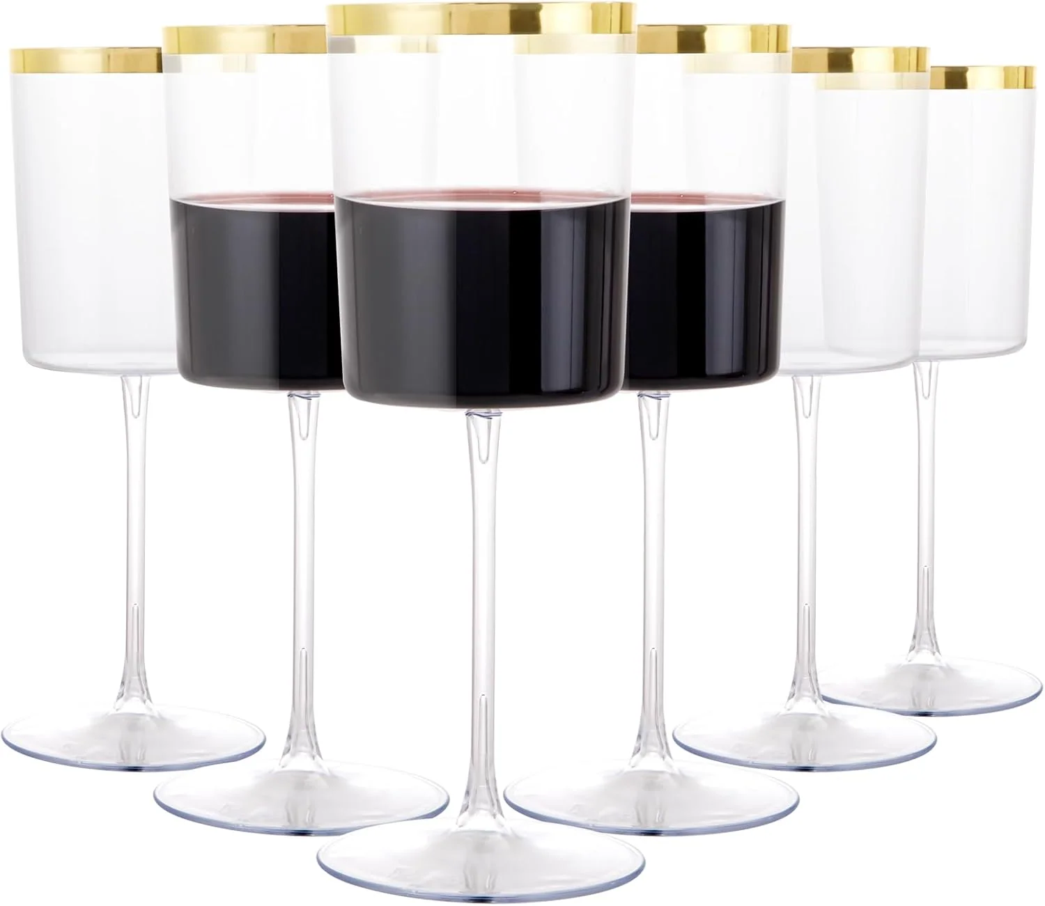 Square Gold Stemmed Plastic Wine Glasses, Large Capacity (14 oz) — view 11