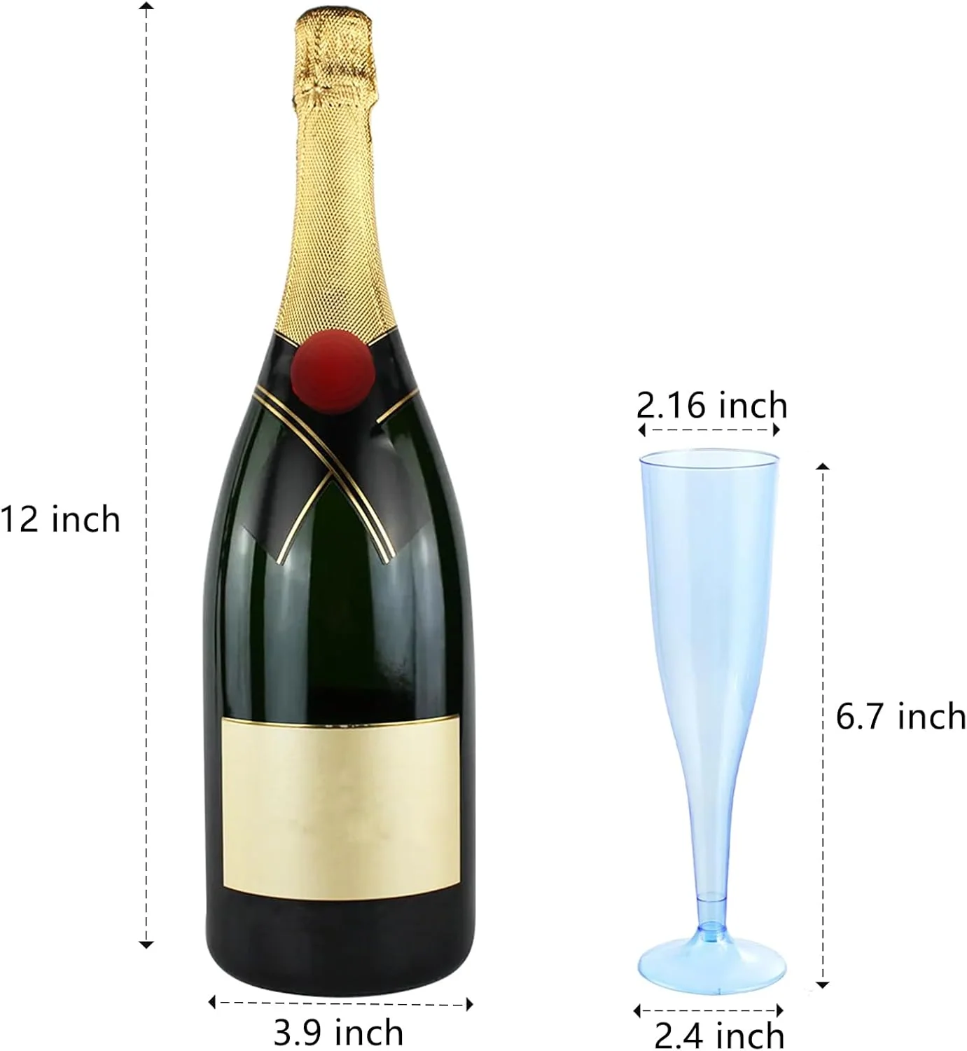 Clear Blue Plastic Champagne Flutes — view 12