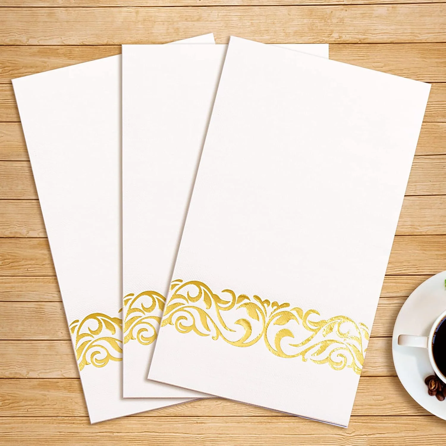 White And Gold Napkins Disposable-3ply Paper Napkins Rim — view 15