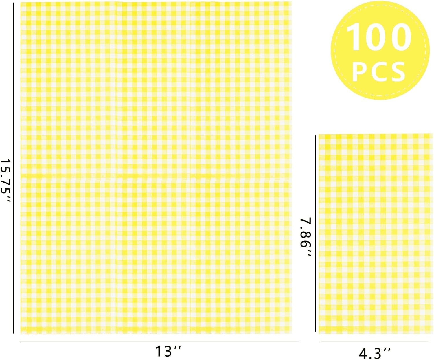 Yellow Gingham Paper Napkins — view 12