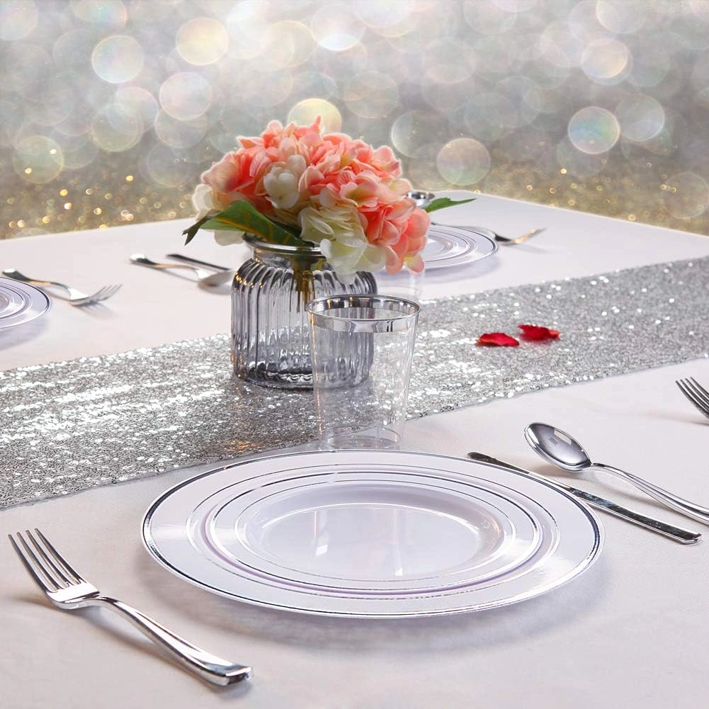 White And Silver Disposable Plates — view 14