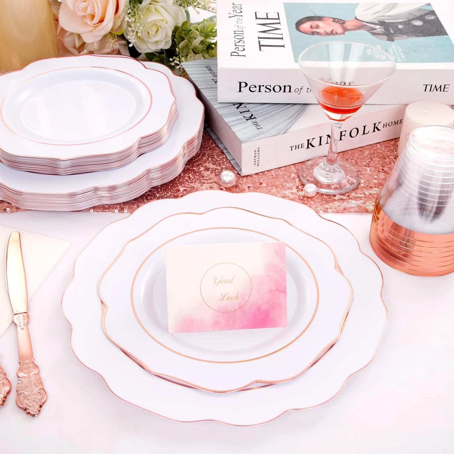 Rose Gold NOCCUR Plates with Disposable Silverware — view 11