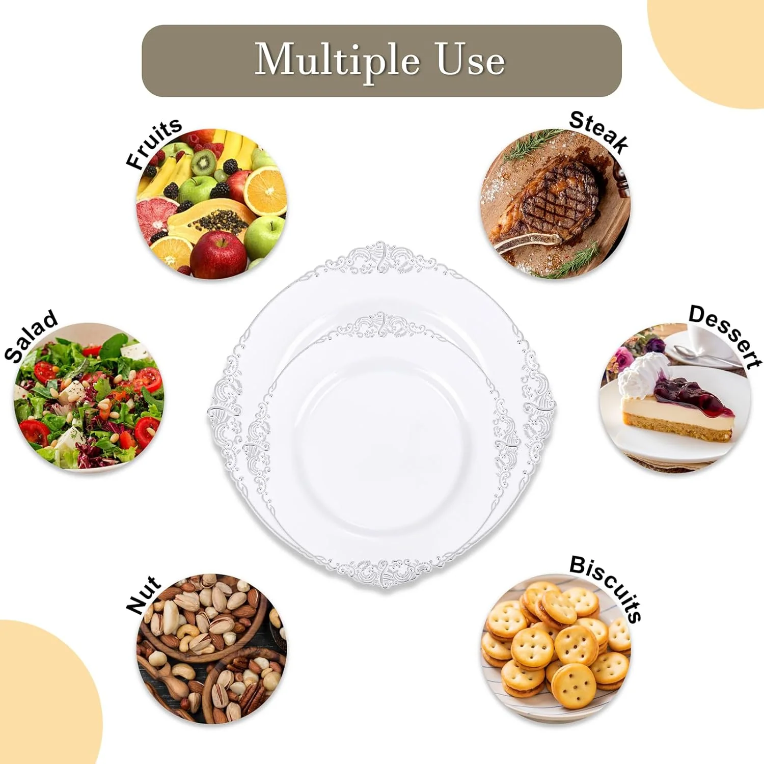 Silver & White Dinnerware Set for 25 Guests — view 16