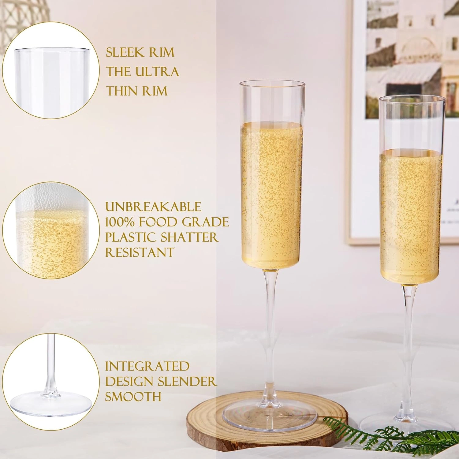 Disposable Champagne Glasses, Clear & Stylish (6 oz, 12 Pack) — view 14