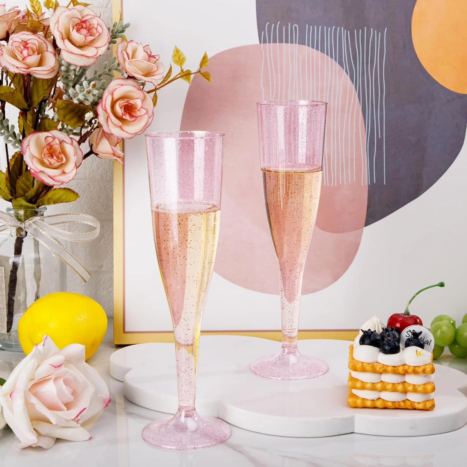 Pink Plastic Champagne Flutes — view 13