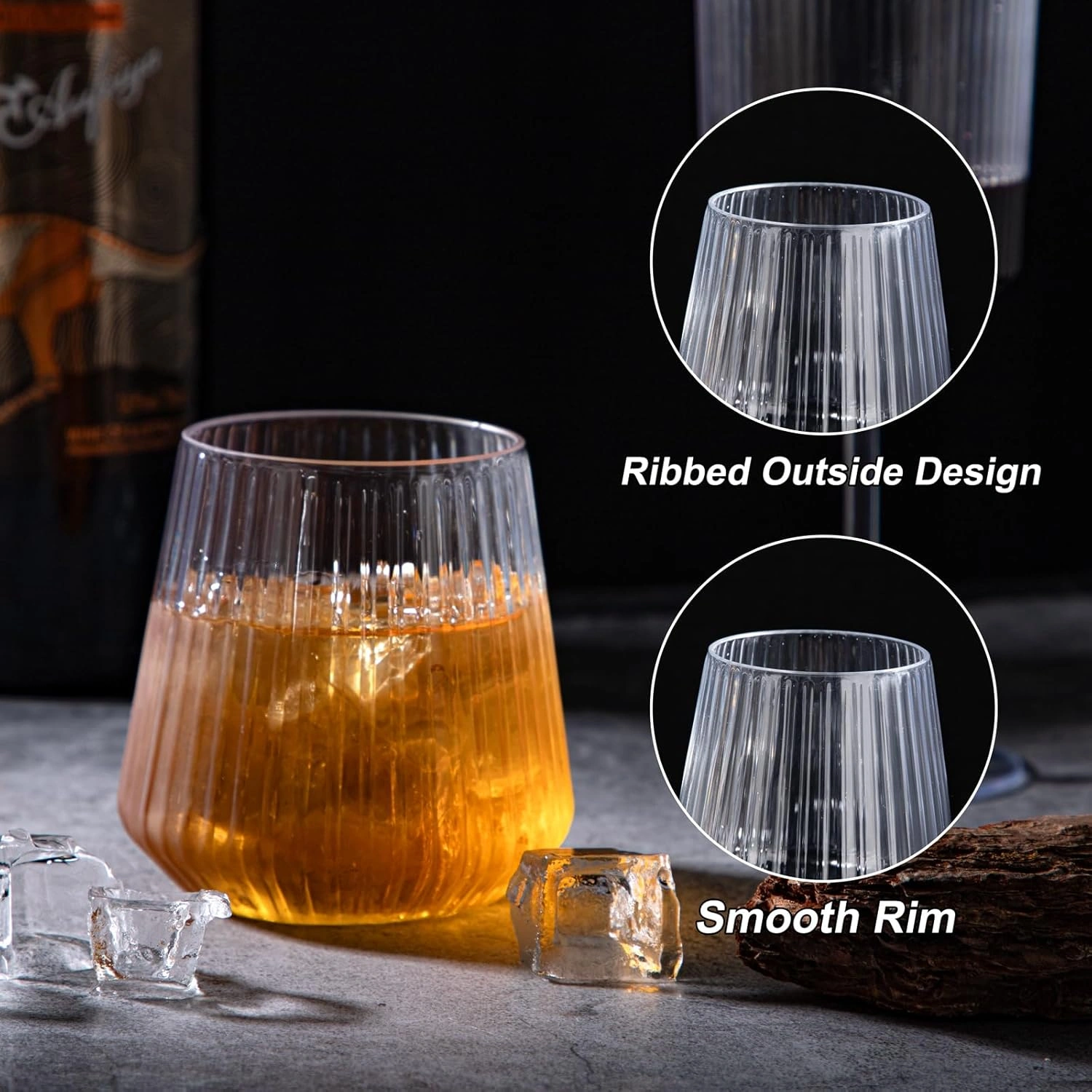 Reusable Plastic Wine Glasses, 30-Pack, Ribbed Design (14 oz, 30 Pack) — view 15