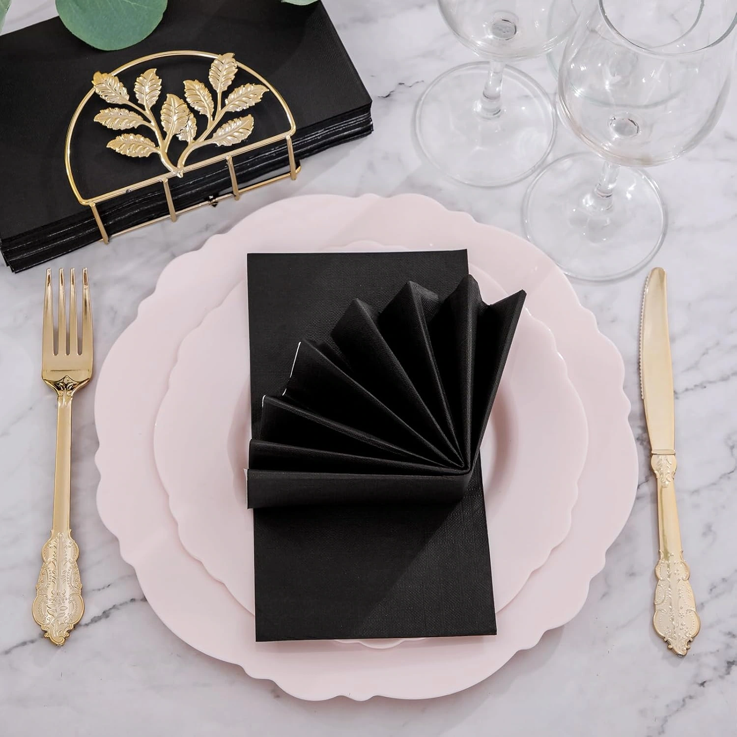 Black Napkins Disposable-3ply Paper Napkins Rim — view 11
