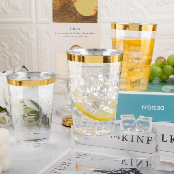 Gold Rim Plastic Cups — view 16
