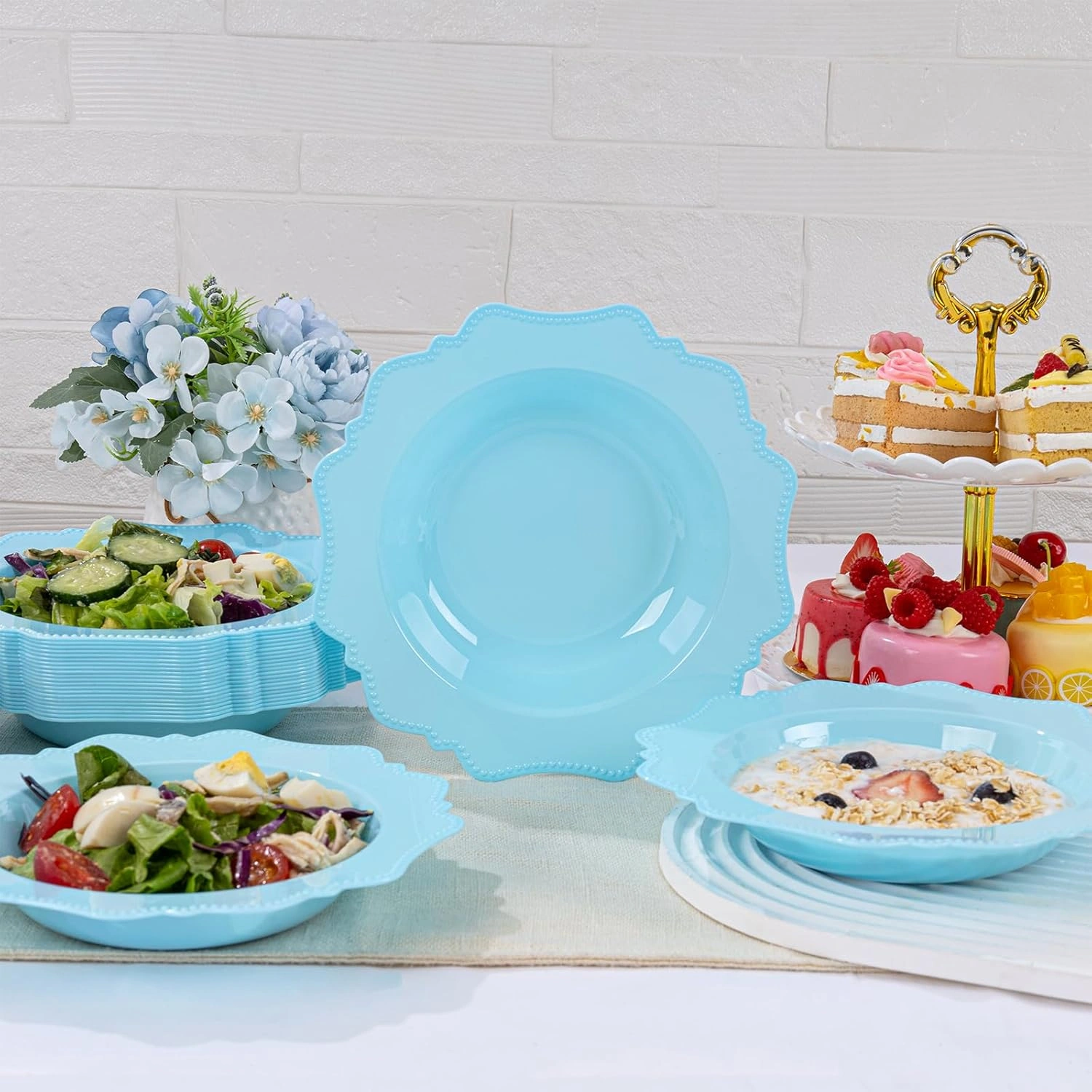 Light Blue Plastic Party Bowls () 12 Oz Disposable Soup/Salad Bowl — view 14