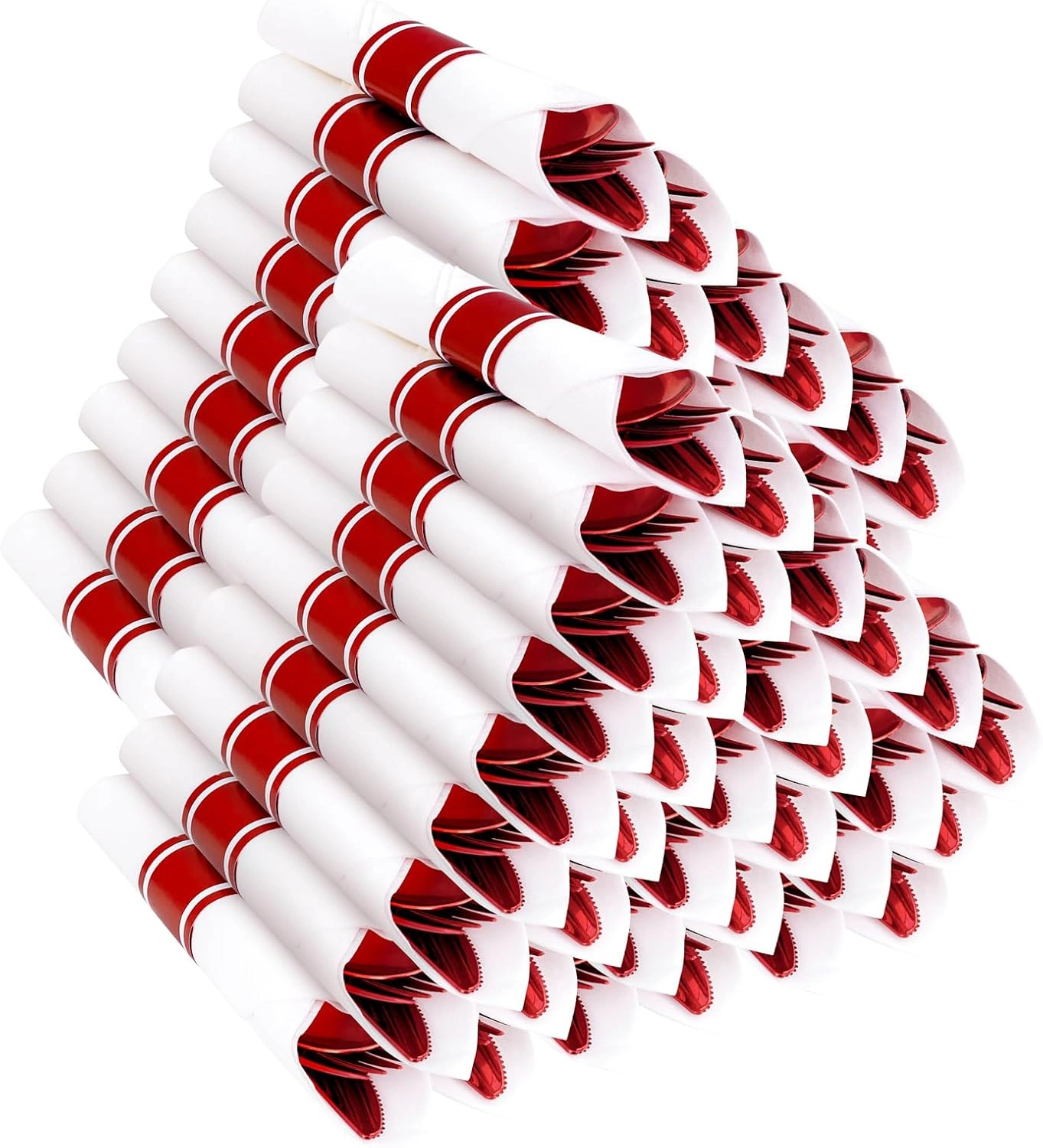 Red Classic Pre Rolled Plastic Silverware Sets — view 11