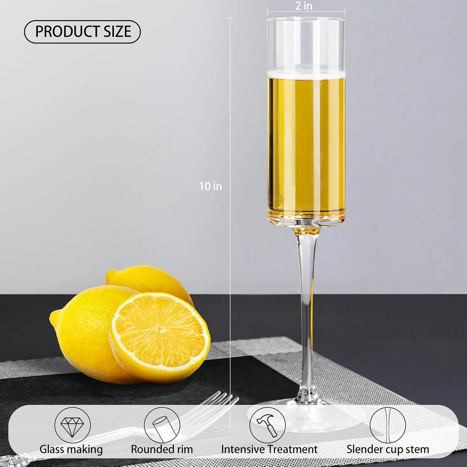 Crystal Champagne Flutes, Hand Blown (Vintage Style) (6 oz) — view 13