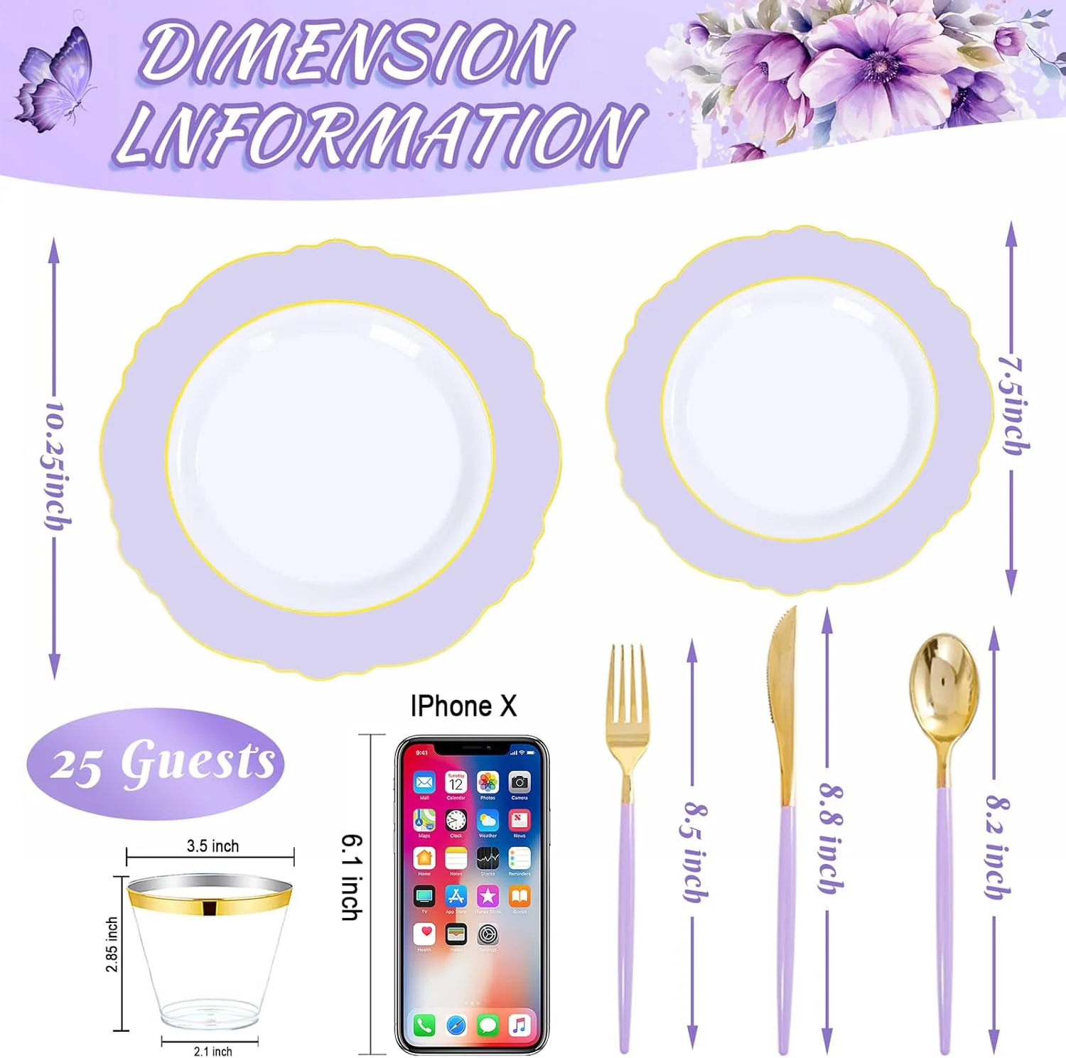 Lavender Plates Disposable — view 12