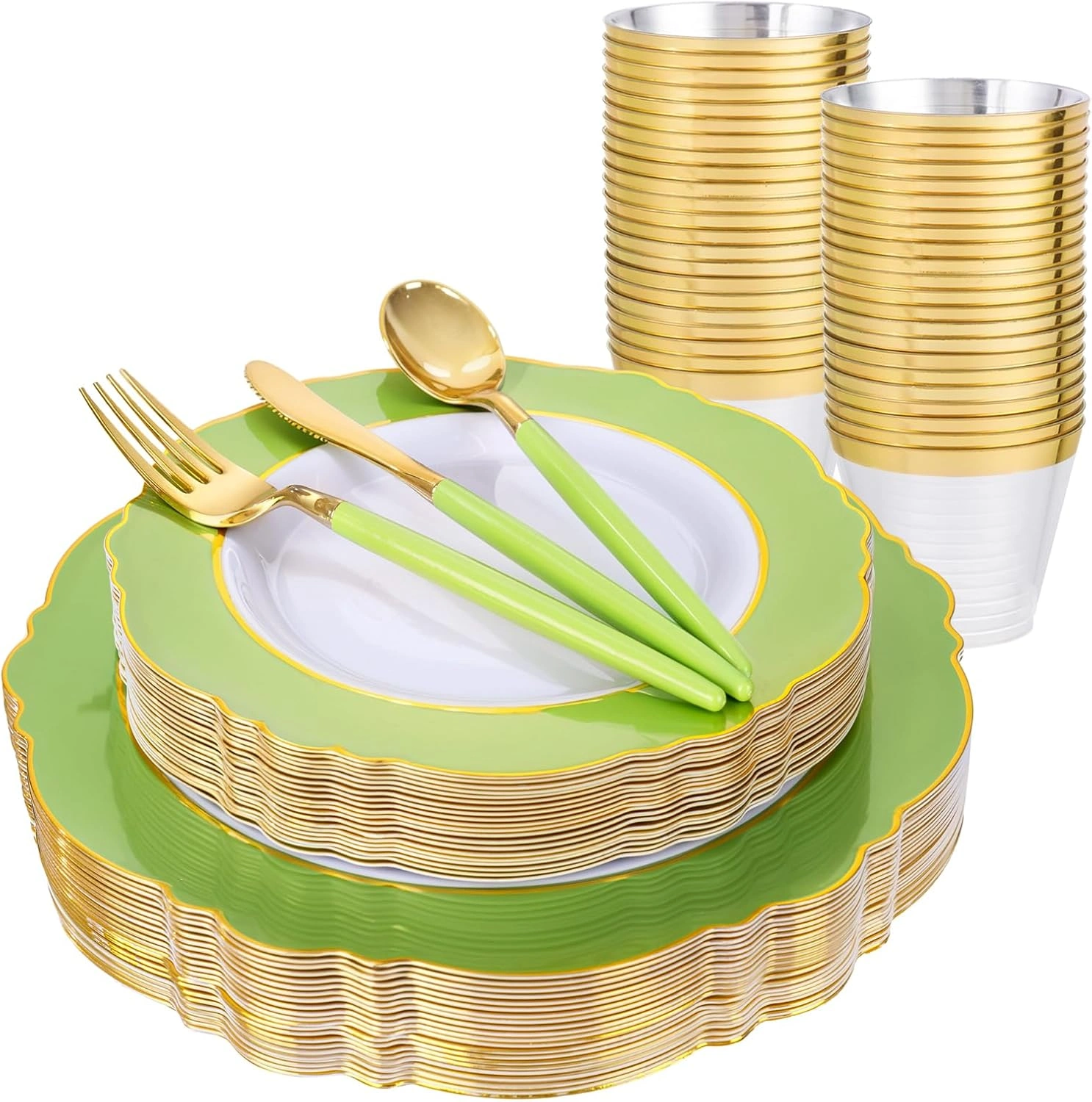 Green And Gold Plates Disposable — view 11
