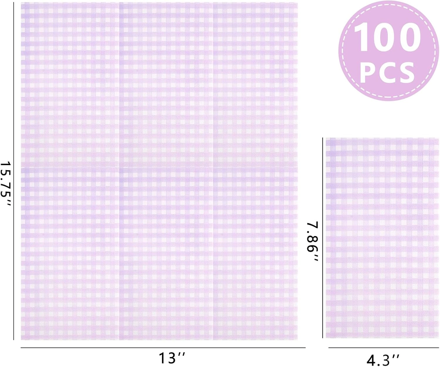 Purple Gingham Paper Napkins — view 12