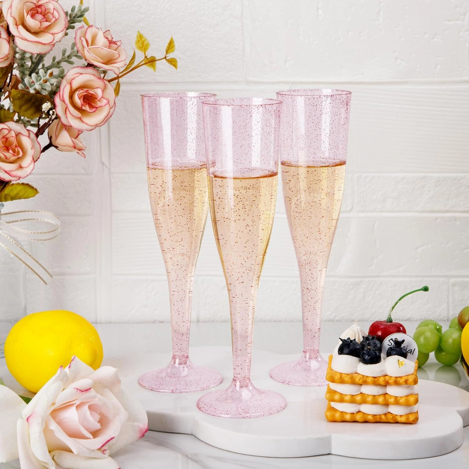 Pink Plastic Champagne Flutes — view 14