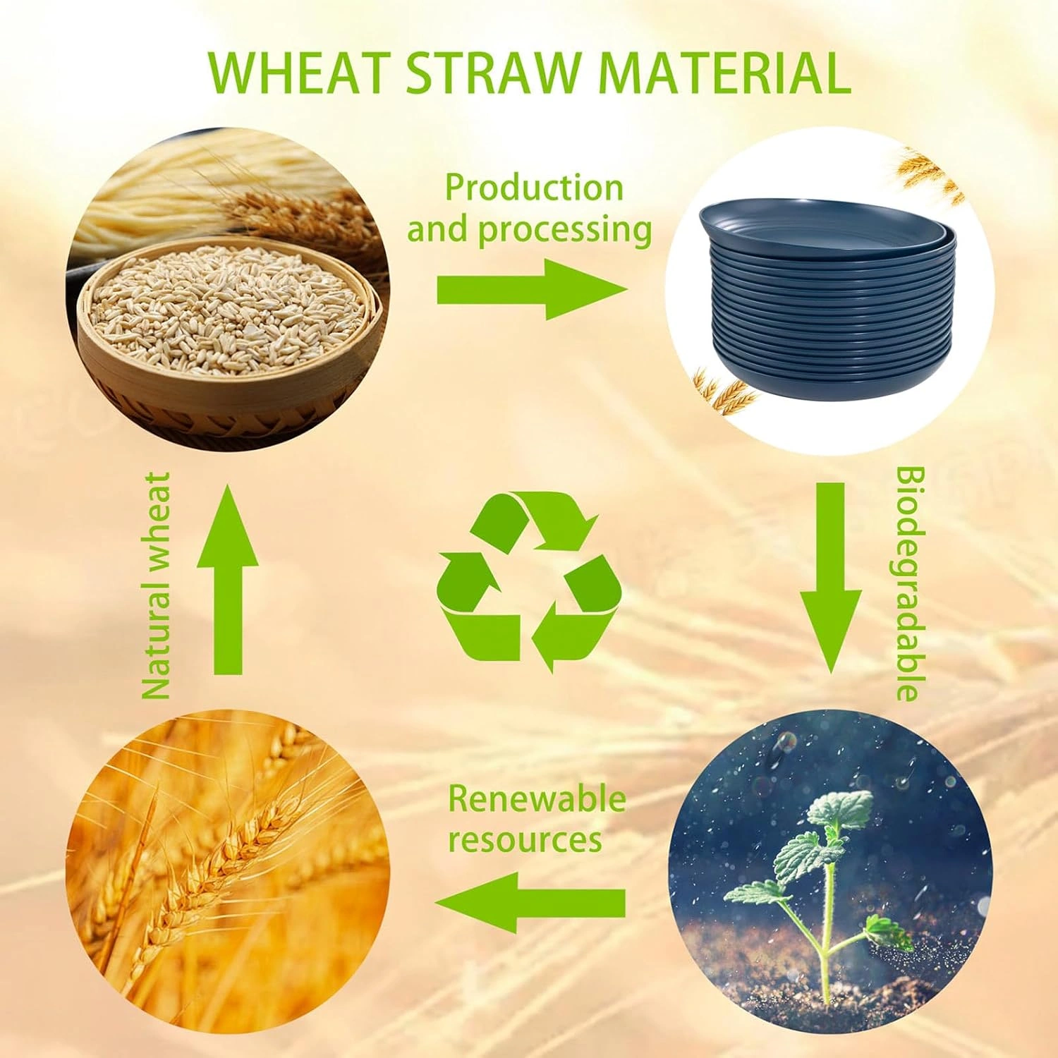 Dark Blue Wheat Straw Plates,Deep Dinner Plastic Plates,Reusable Plates,10 inch Unbreakable Plates Set,Lightweight Microwave Dishwasher Safe,Plastic Plates for Picninc,Camping, RC366-1 — view 16