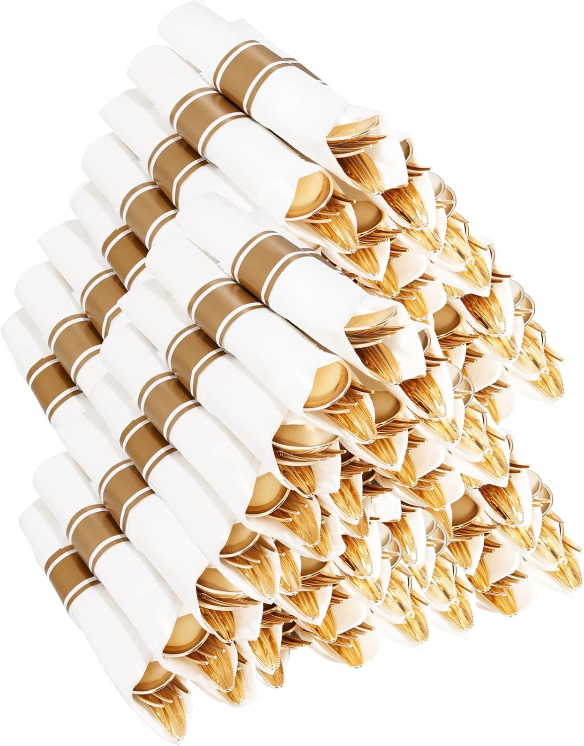 Gold Hammered Pre Rolled Plastic Silverware Sets — view 11