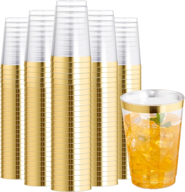 Gold Rim Plastic Cups — view 11