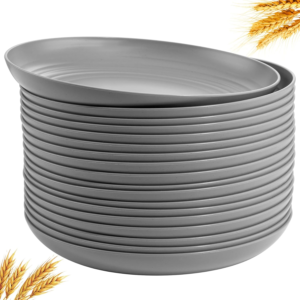 Dark Grey Wheat Straw Plates,Deep Dinner Plastic Plates,Reusable Plates,10 inch Unbreakable Plates Set,Lightweight Microwave Dishwasher Safe,Plastic Plates for Picninc,Camping, RC366-1 — view 11