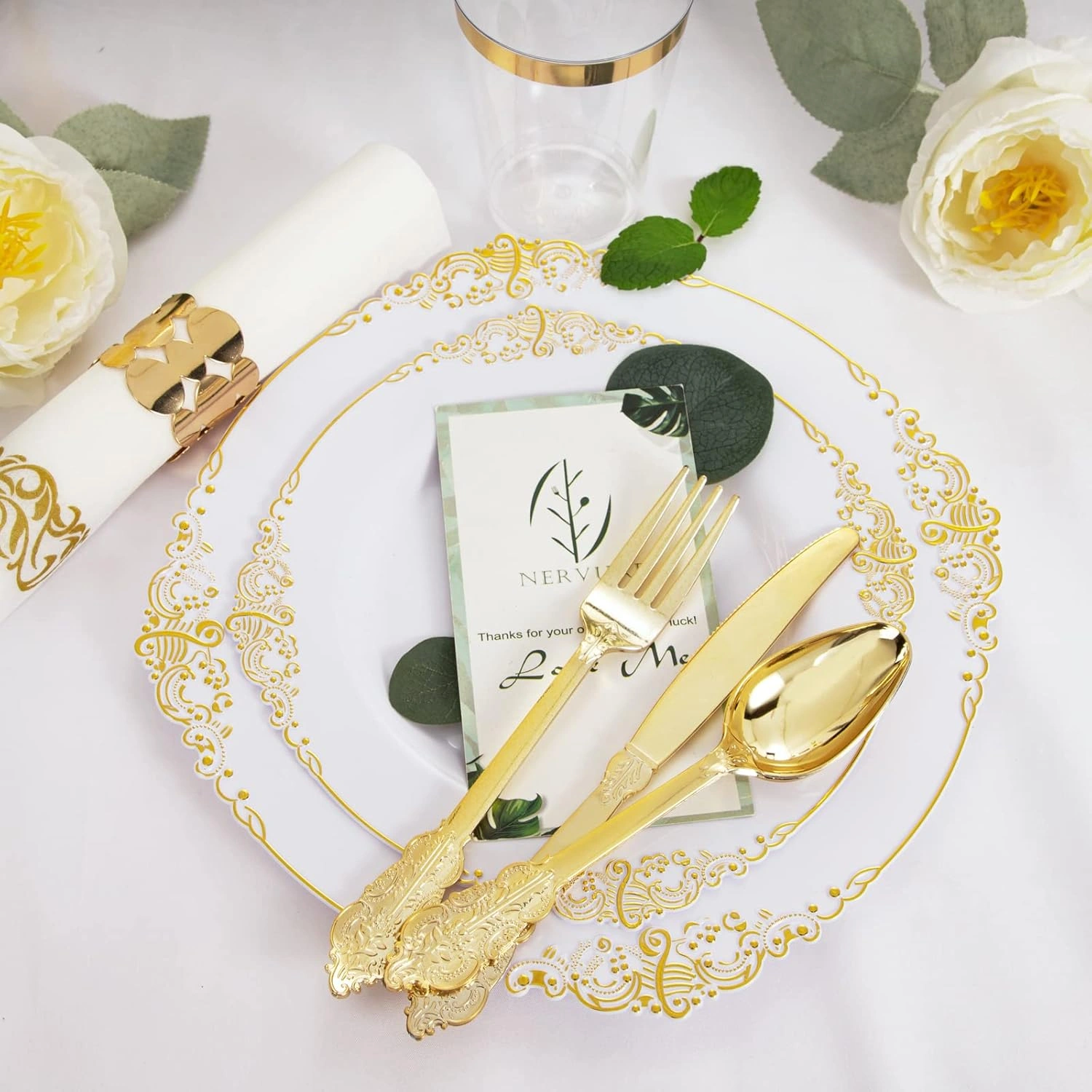 Gold Dinnerware Set for 25 Guests — view 15