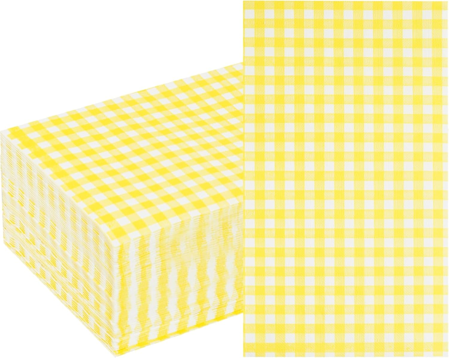 Yellow Gingham Paper Napkins — view 10
