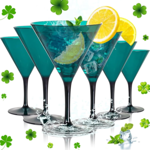 Green Liacere Martini Glasses Set of 6-11 oz Plastic Martini Cocktail Glasses with Stem-Reusable Cocktail Glasses for Bar,Margarita,Whiskey,Gin,Tequila,BPA-Free — view 10
