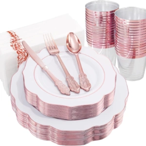 Rose Gold NOCCUR Plates with Disposable Silverware — view 8