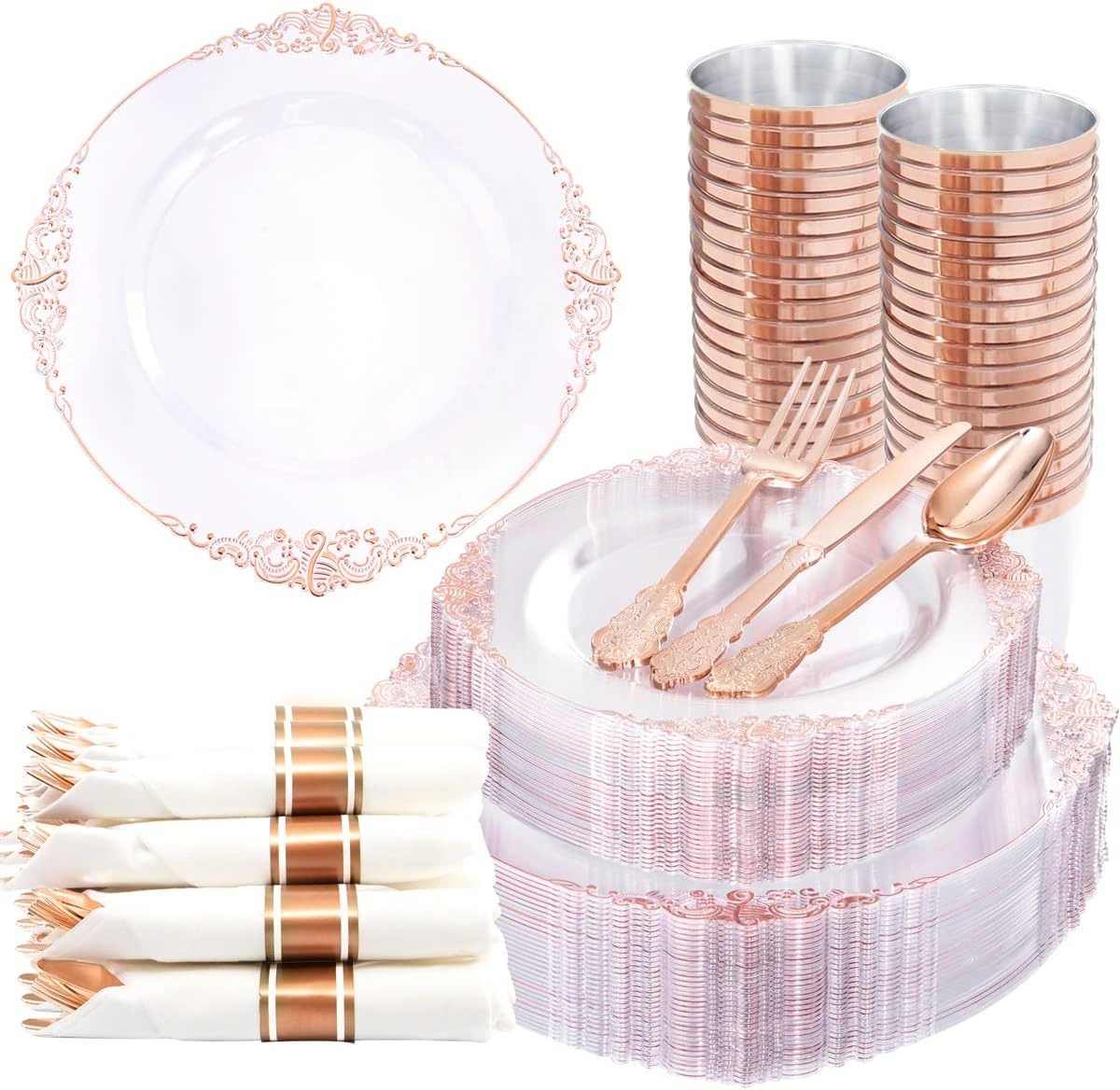 Rose Gold Dinnerware Set for 50 Guests — view 11