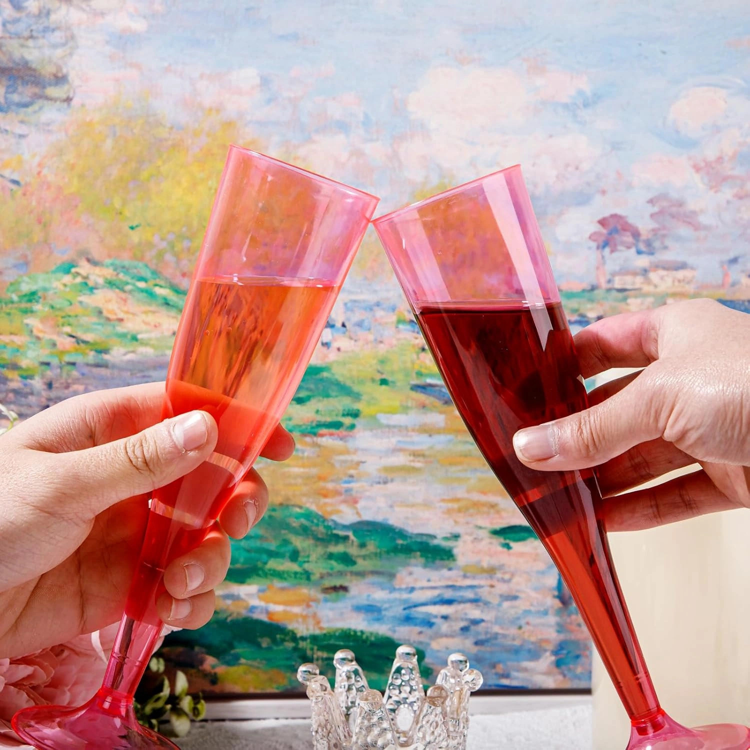 Clear Pink Plastic Champagne Flutes — view 13