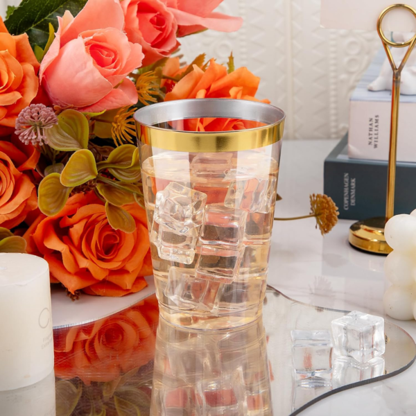 Gold Rim Plastic Cups — view 12