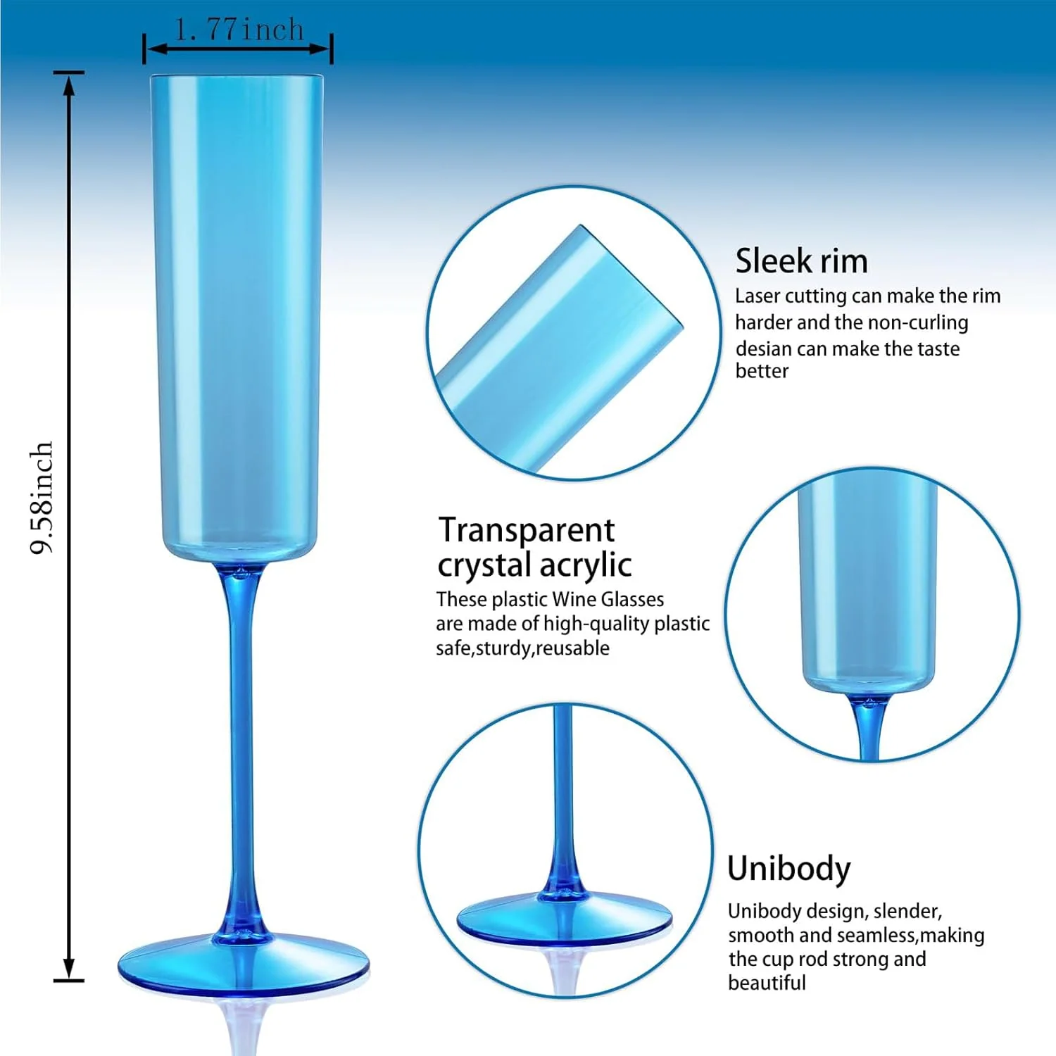 Blue YOUBET Champagne Flutes Plastic — view 13