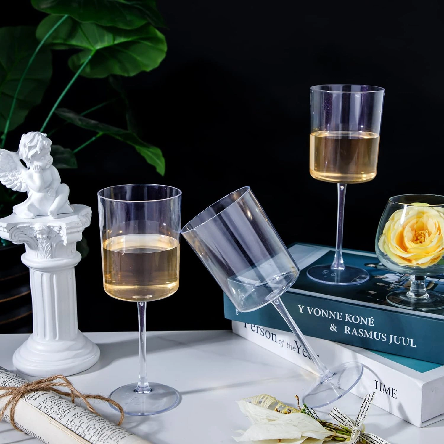 Stemmed Clear Wine Glasses, Perfect for Parties, Clear Design (10 oz) — view 12