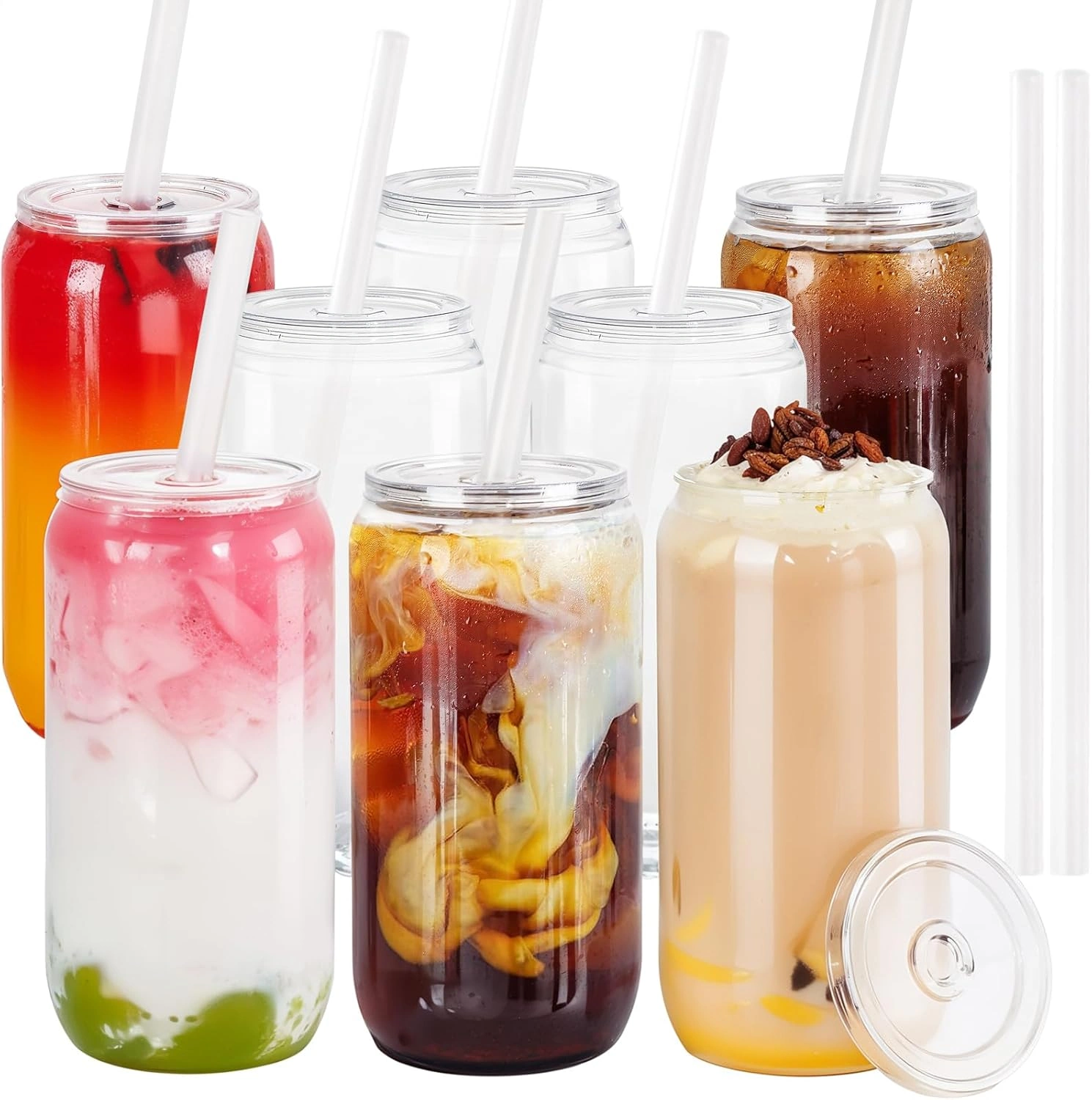 Clear Can Shaped Cups with Lids & Straws (16 oz, 20 Pack) — view 11